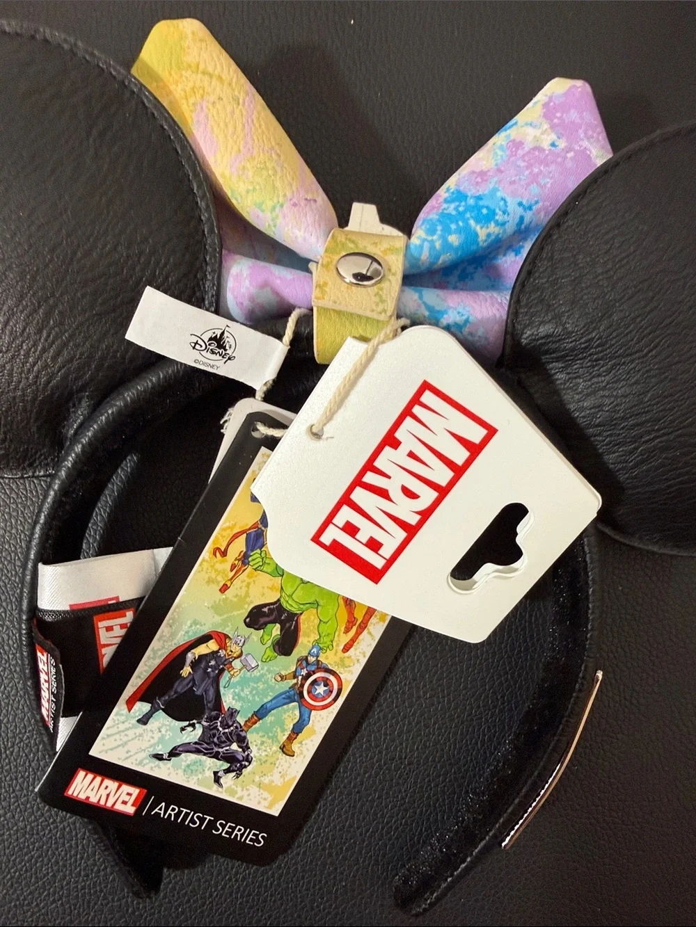 NWT Disney Marvel Multicolor Avengers Mouse Ear Headband with Removable Bow